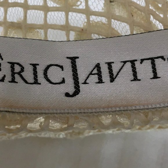 Ivory Eric Javits Straw Hat covered in Lace main image 7